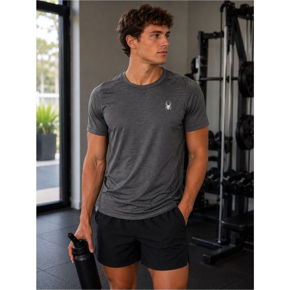 Spyder S NWT Men's Heather Grey Performance Tee - Athletic Fit